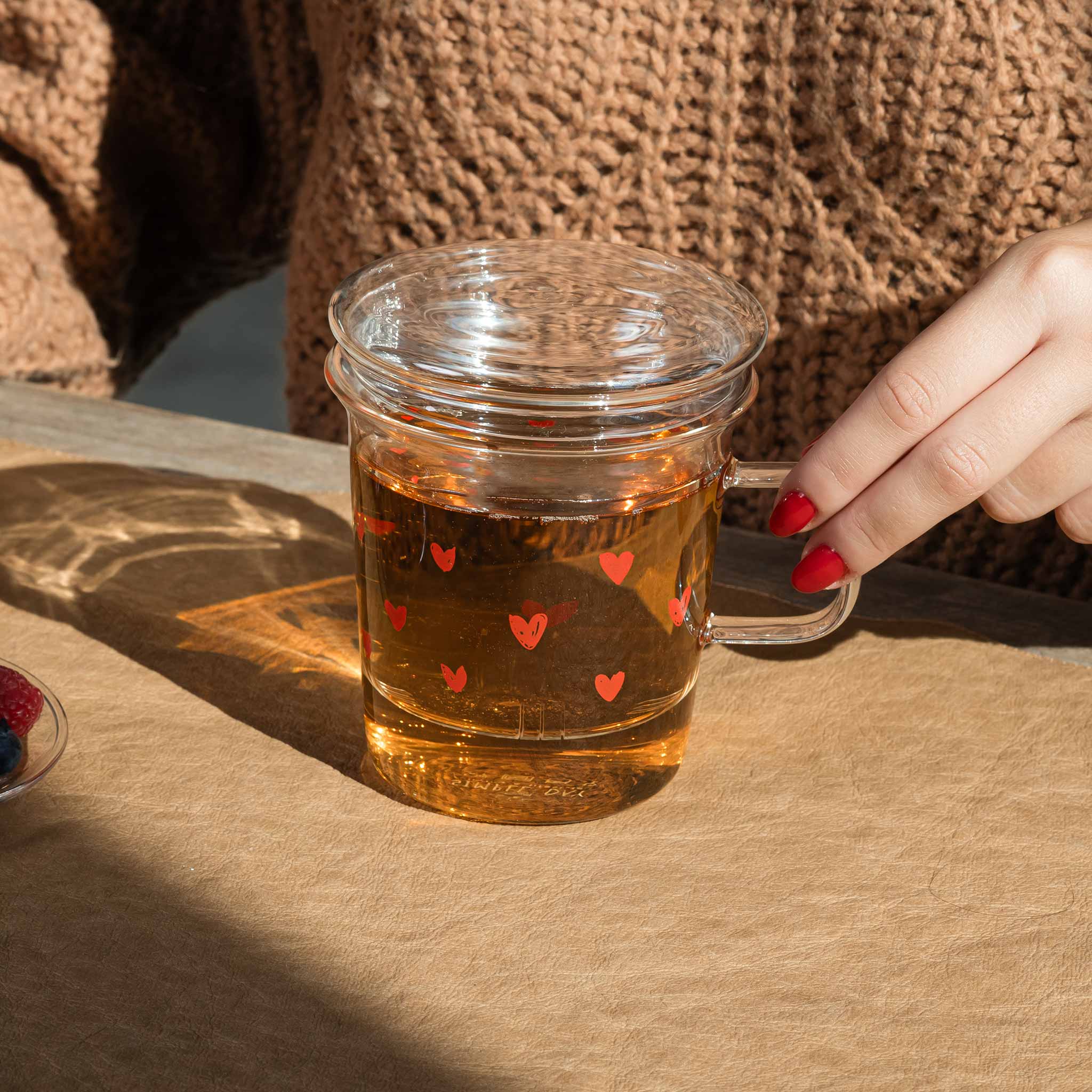 Mug con Infusore Tappezzeria Cuori Rosso - Image 3