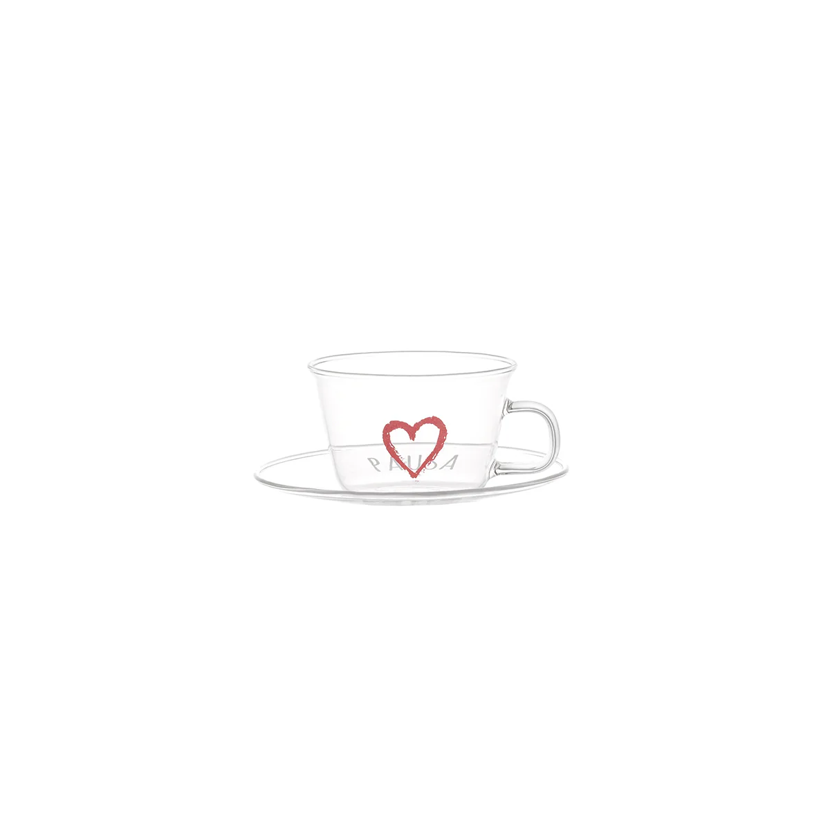Set 2 tazzine espresso con piattino Pausa Caffè cuore rosso - Image 2