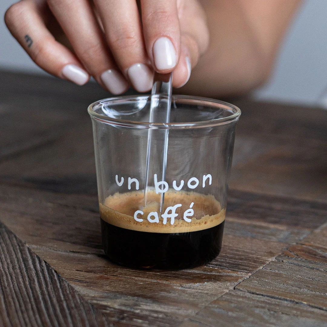 Set 4 bicchierini espresso Un Buon Caffè in bianco