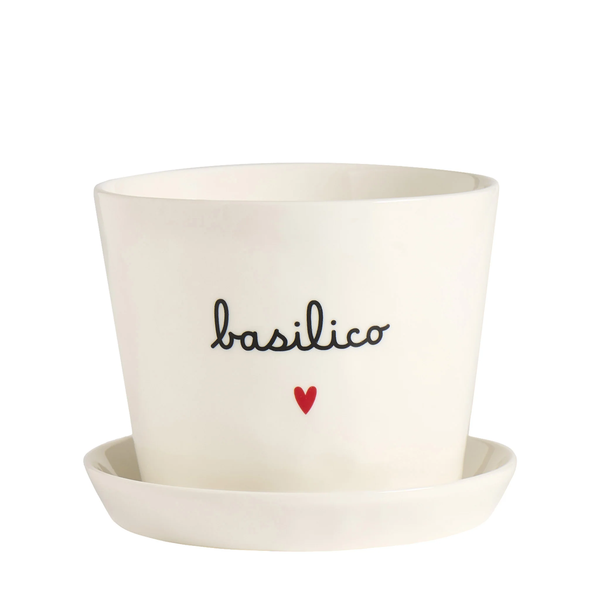 Vaso Basilico Cuore, con sottovaso - Image 2